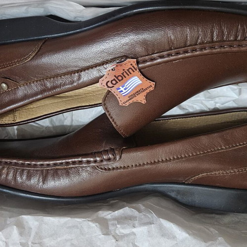 Cabrini men's leather moccasins new, dark brown, size 43