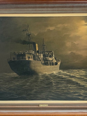 Картина на Н. Покамисас употребявана, морски пейзаж в рамка