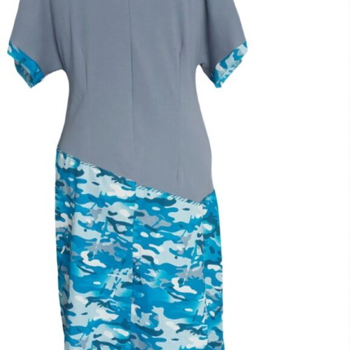 Handmade patchwork dress with heart and blue camouflage new