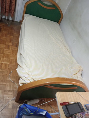 Children's semi-double oak bed with nightstand, no mattress