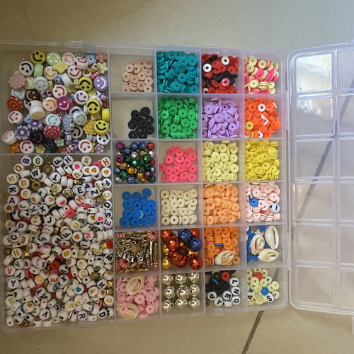 Multi-Tier Bead Craft Storage Box used, pink