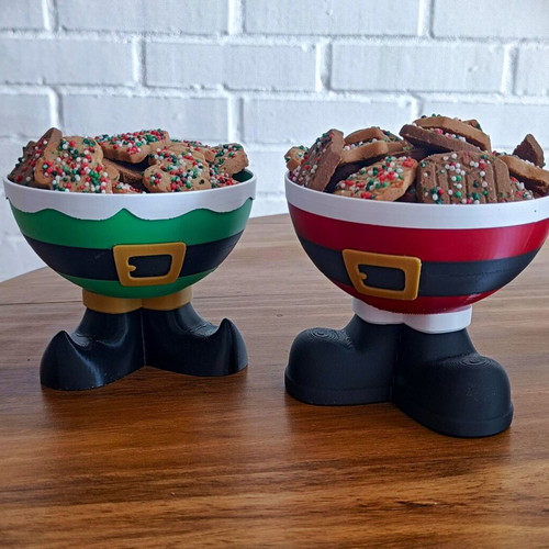Christmas Feet Bowl new, with Santa and Elf 12cm diameter