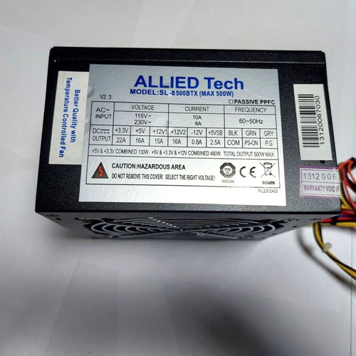 Allied Tech SL-8500BTX 500W ATX power supply like new, fully functional