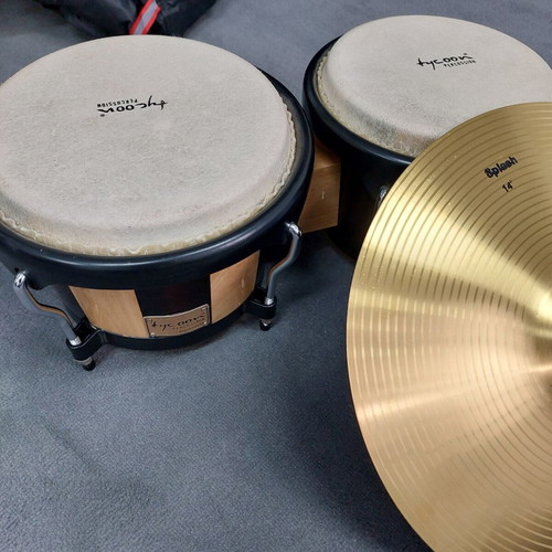 Tycoon Percussion Bongos Artist Series with Turkey Splash Cymbal 12" new