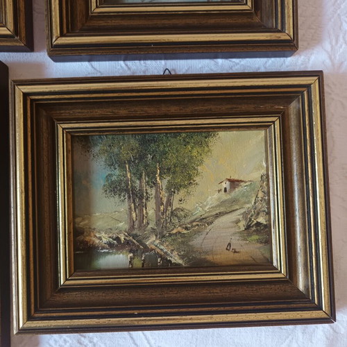 Paintings by Ioanni Darmis used, set of 4 with solid wood frames
