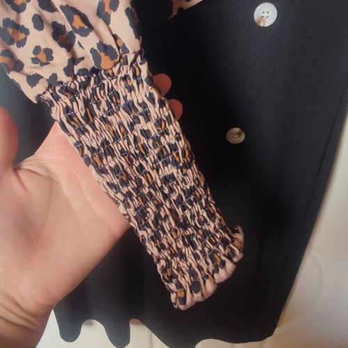 Mini dress black and leopard with bow neck Shein like new, size S/M