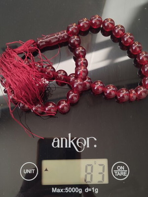 Handmade 33-Bead Worry Beads Cherry Red, Like New