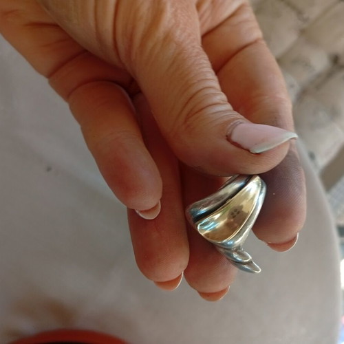 Ring with 14K gold and 925 silver new, size 55-56, 9 grams