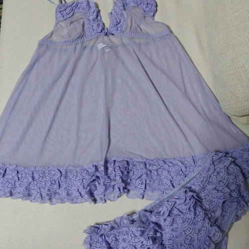 Baby doll set with lilac ruffles size M like new