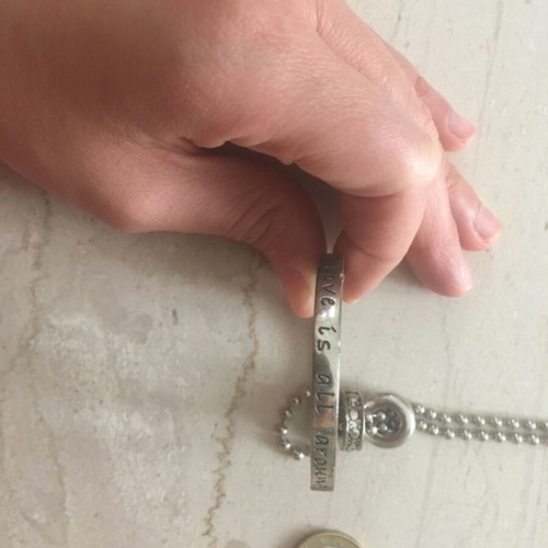 Julia Bergovich long necklace used, silver with Love is all around you