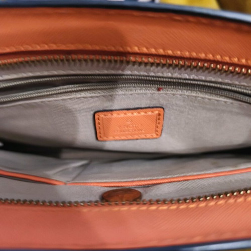 Y Not? Handbag like new, orange envelope with strap and keychain