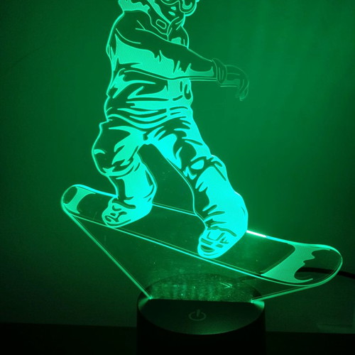 Snowboarder Led table lamp plexiglass used