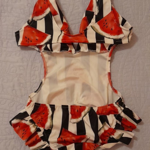 One-piece swimsuit with watermelon print