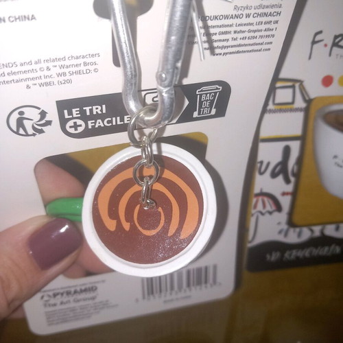 Friends collectible keychain new, solid clay, white and green
