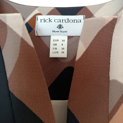 Spring dress new with modern geometric print in beige, pink, and brown