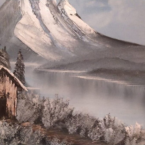 Oil painting on canvas winter landscape 45x60 cm like new