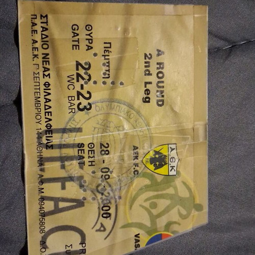 Old sports tickets used