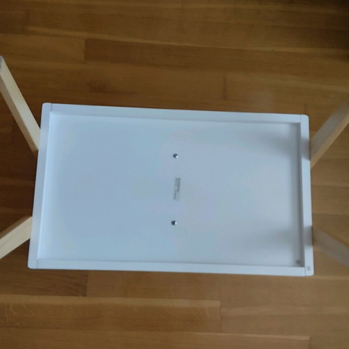 Low furniture used with divider, white with wooden legs