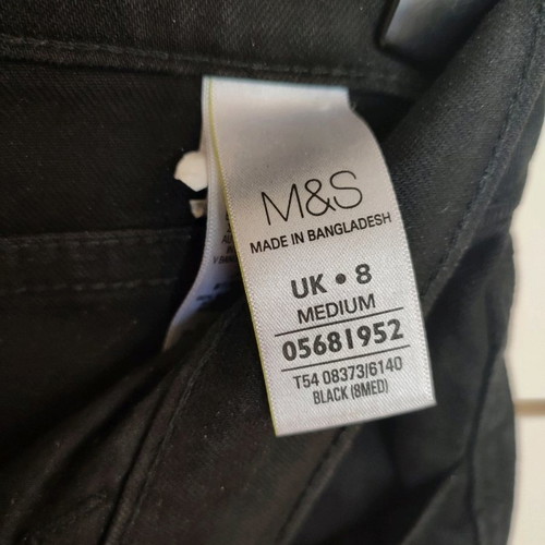 Marks and Spencer denim bootcut pants used, size 8, black