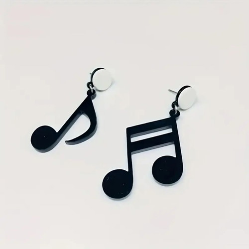 Note Earrings new, black and white dangle acrylic resin