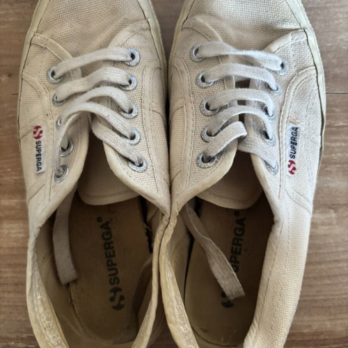 Superga sneakers used, beige, size 37
