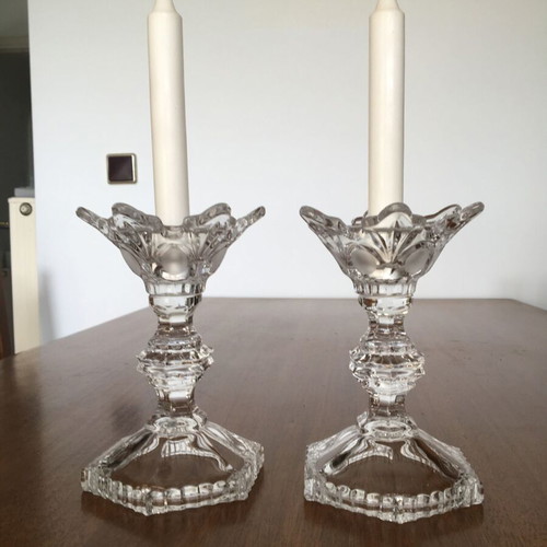 Vintage Bohemian crystal candlesticks like new