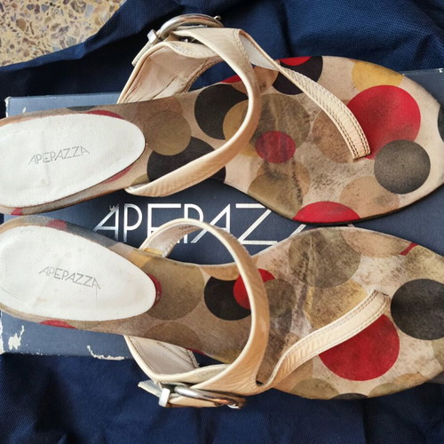 Apepazza πέδιλα μεταχειρισμένα λευκά με πουά μοτίβο, ν.40