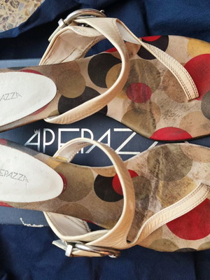 Apepazza πέδιλα μεταχειρισμένα λευκά με πουά μοτίβο, ν.40