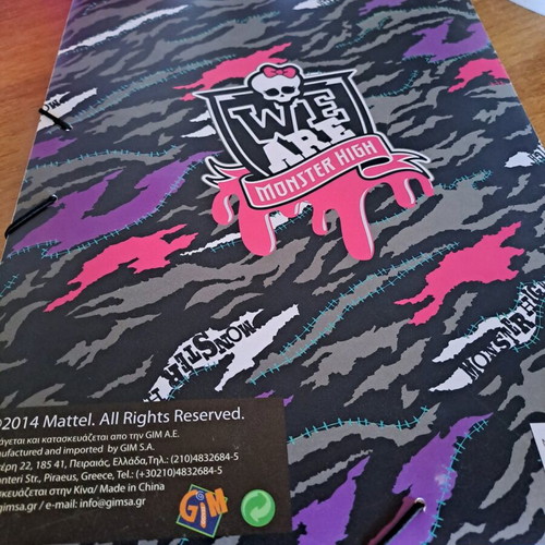Monsters High folder used with side elastic