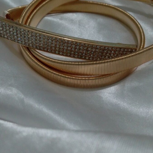 Gold metal elastic belt with rhinestones new, adjustable