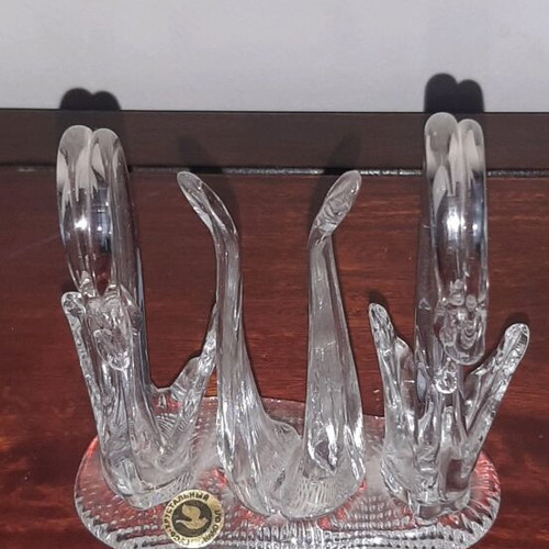 Napkin holder used, crystal swan-shaped