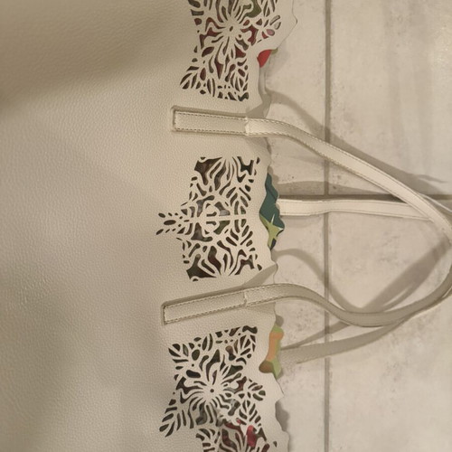 Caprisa shoulder bag used with floral inner pouch, white