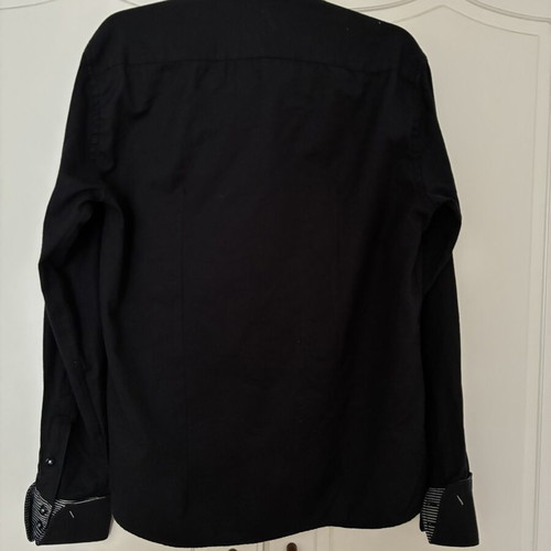 Dash & Dot men's black long sleeve shirt with striped piping XL slim fit