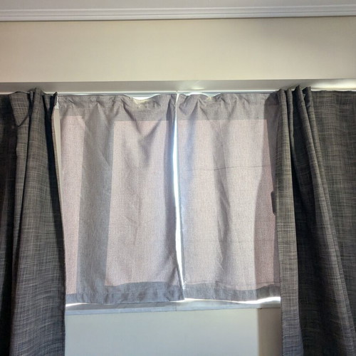 Grey blackout curtains set, double with inner and outer panels