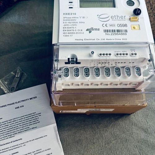 Three-Phase Electricity Meter kWh Hexing HXE310 new with telemetry modem