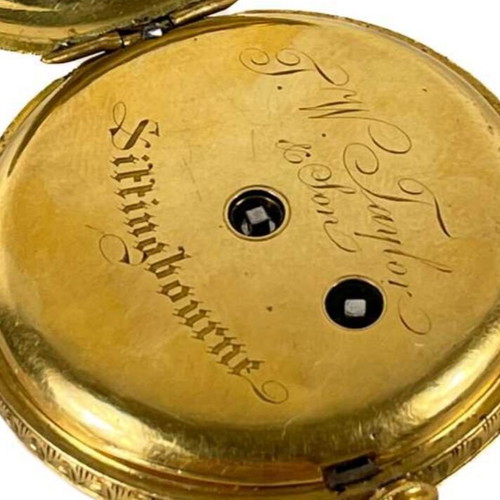 Gold 18 ct Pocket Watch used, solid 18K, 19th century
