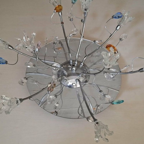 Ceiling lamp with multicolored Swarovski crystals used