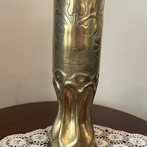 Brass vase trench art from 75mm shell casing used