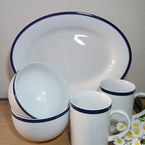 IONIA Mediterranean Blue 31-piece porcelain dinnerware set
