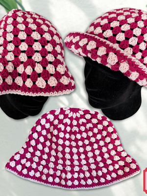 Handmade Bucket Hat "Pink Stripes"