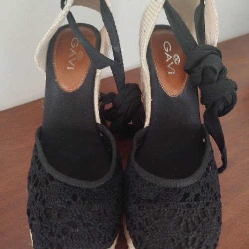 Platform sandals black knitted with laces size 36 like new