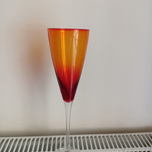 Aperitif glasses unused, set of 6, colored ombre