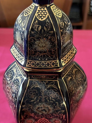 Vintage κεραμικό βάζο με καπάκι Tibor cobalt blue και επιχρύσωση 24k σαν καινούργιο