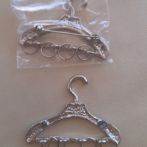 Set of 2 craft hangers, one pin brooch, one without