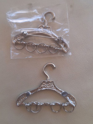 Set of 2 craft hangers, one pin brooch, one without