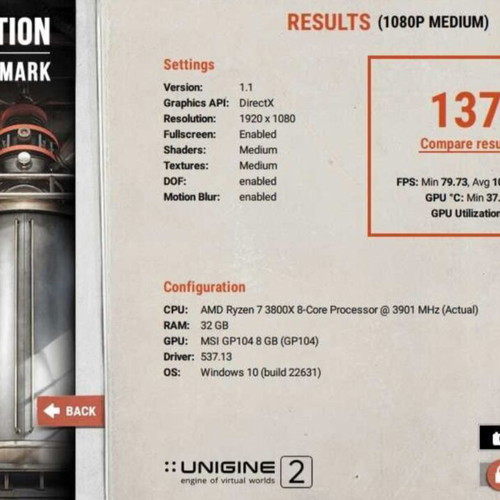 MSI 1070 TI 8GB Gaming X used graphics card