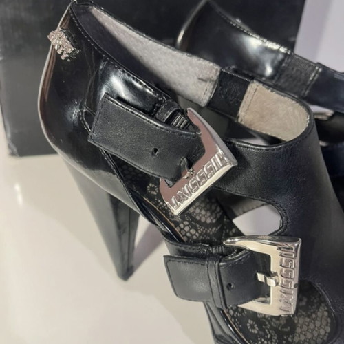 Miss Sixty black high-heeled shoes used, size 39, open sides and front