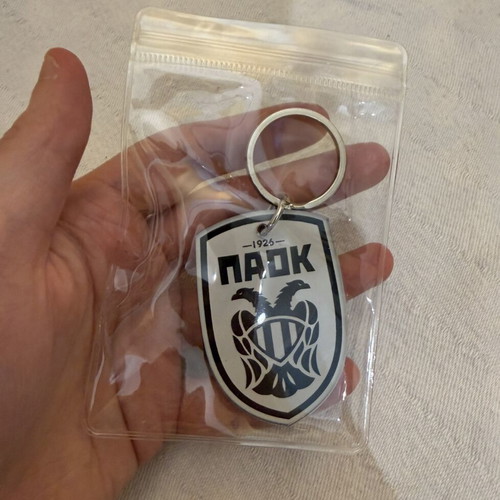 PAOK Plexiglass Keychain new, black and white