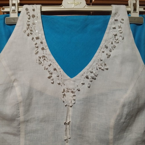 Vintage set Absolute by Sorotos linen top and turquoise skirt like new