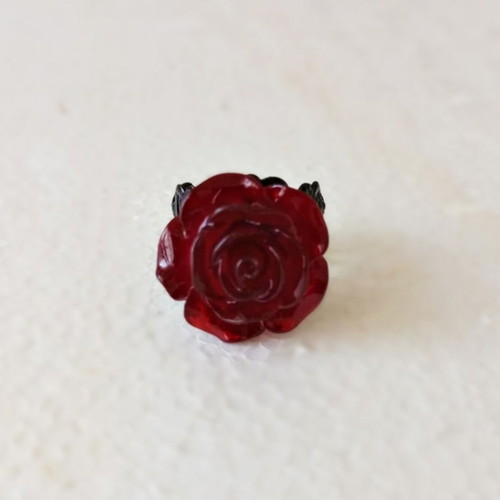 Ring black with red rose new